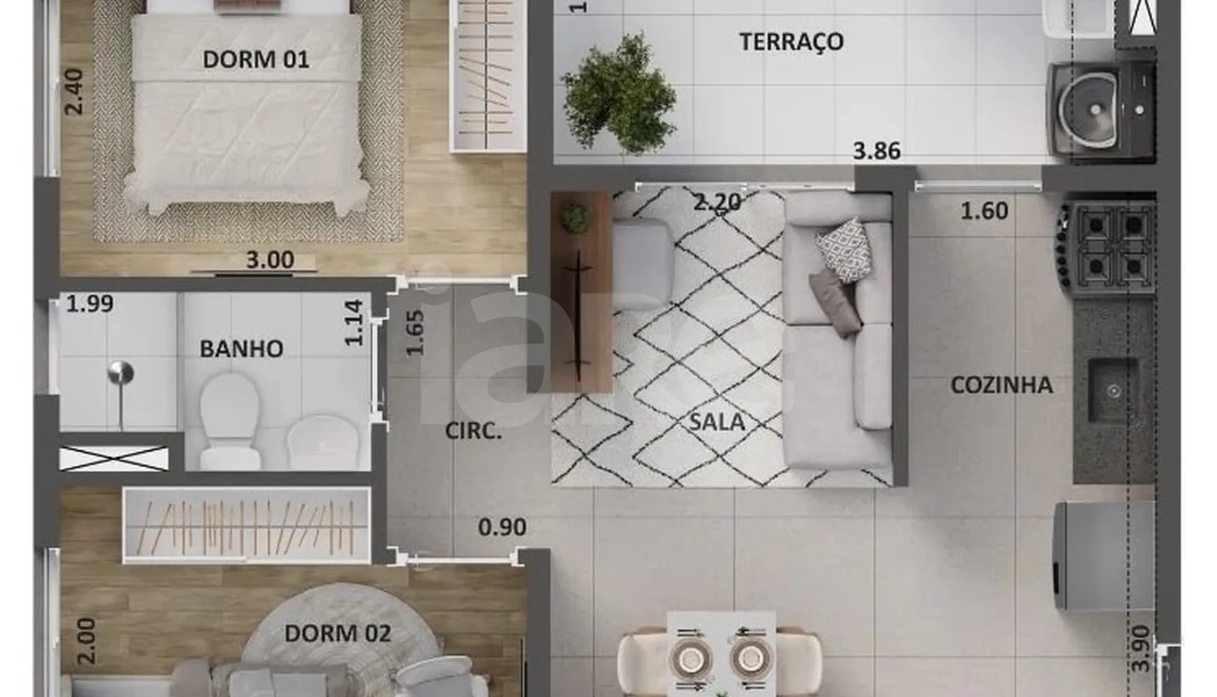Planta — Apartamento 42 m²