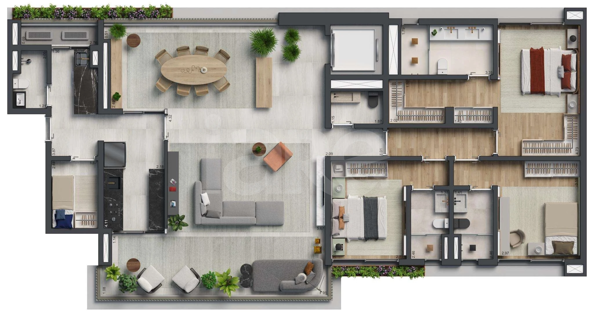 Planta — Apartamento 198,5 m²