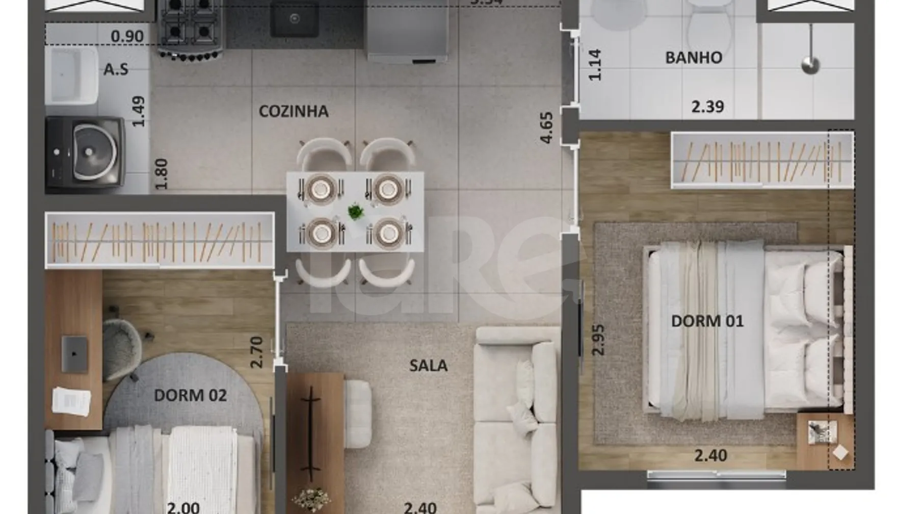 Planta — Apartamento 34 m²