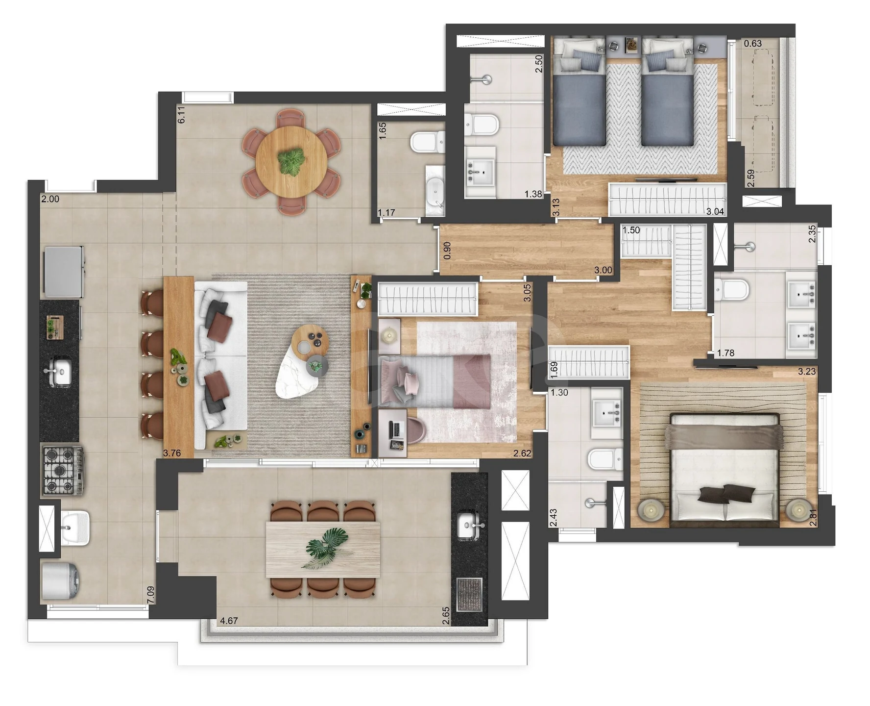 Planta — Apartamento 120 m²