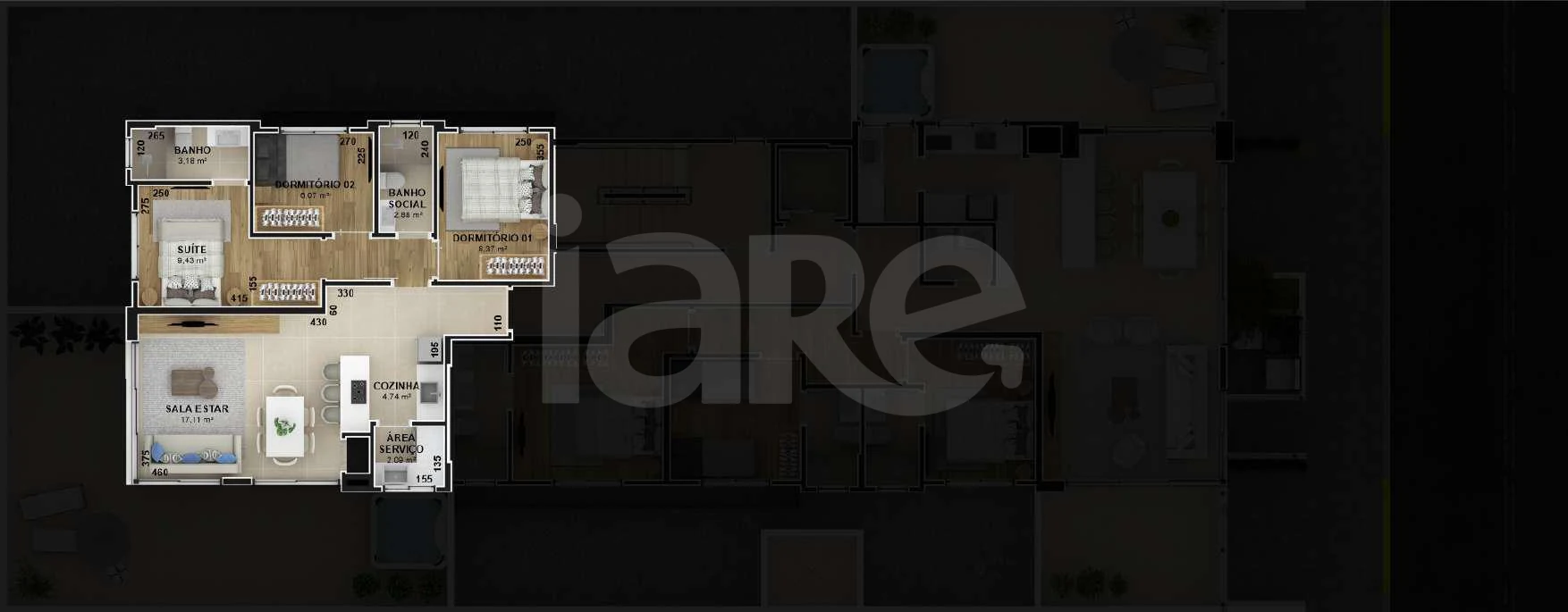 Planta — Apartamento 71,14 m²