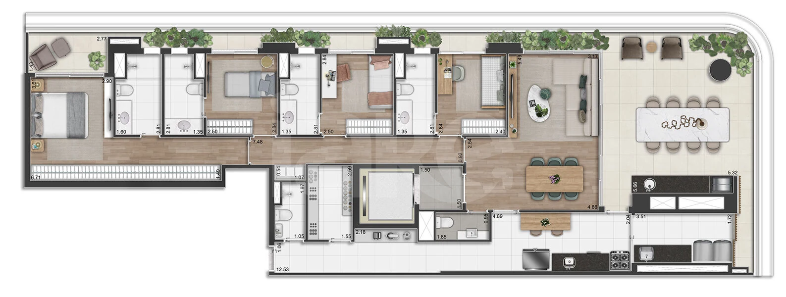 Planta — Apartamento 193,21 m²
