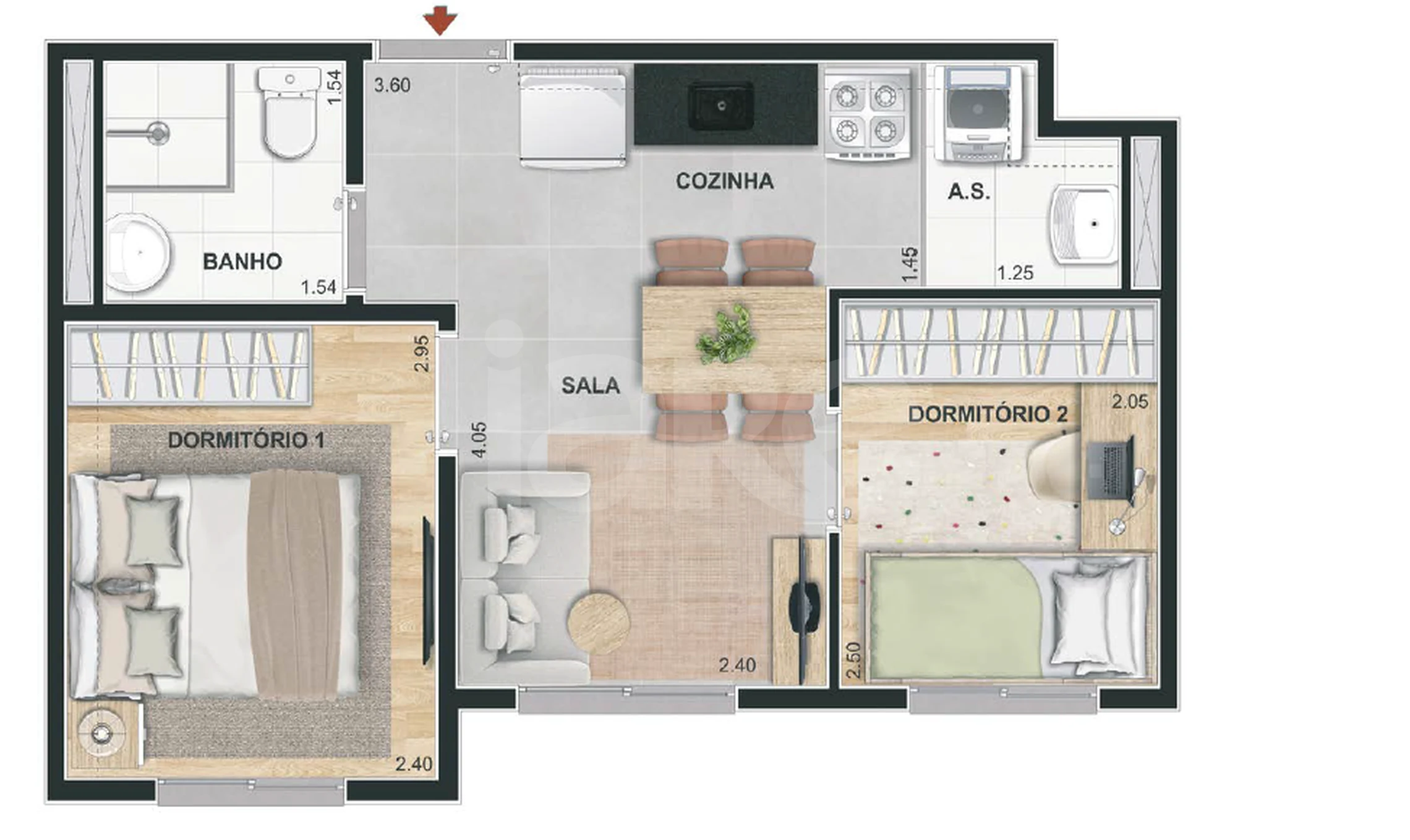 Planta — Apartamento 32 m²