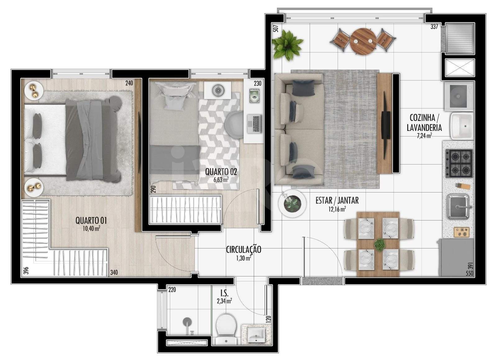 Planta — Apartamento 48,06 m²