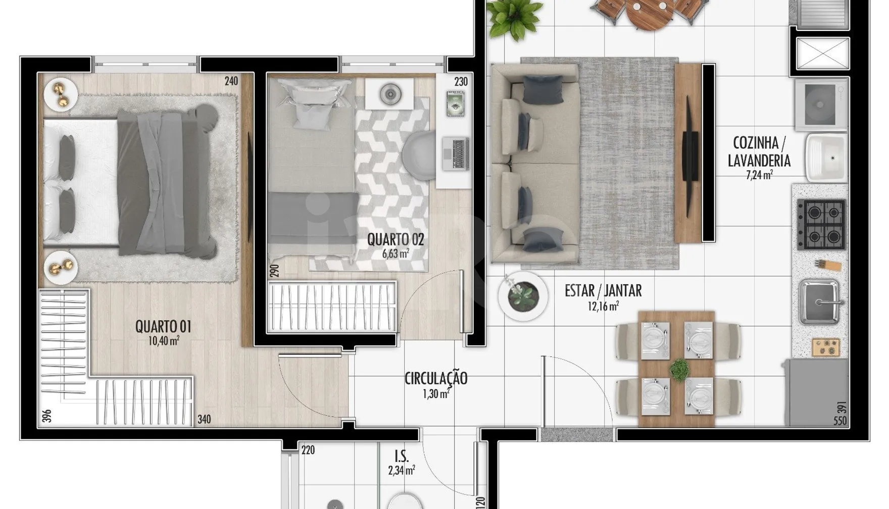 Planta — Apartamento 48,06 m²