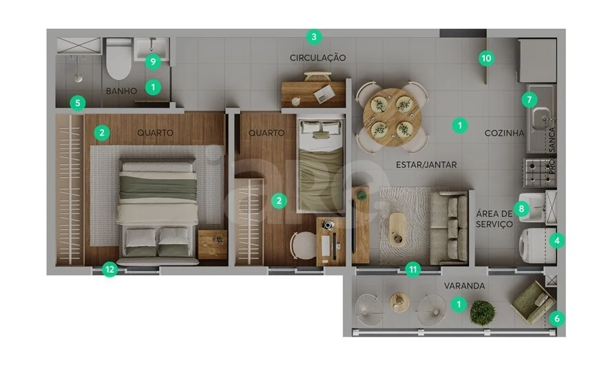 Planta — Apartamento 40,39 m²