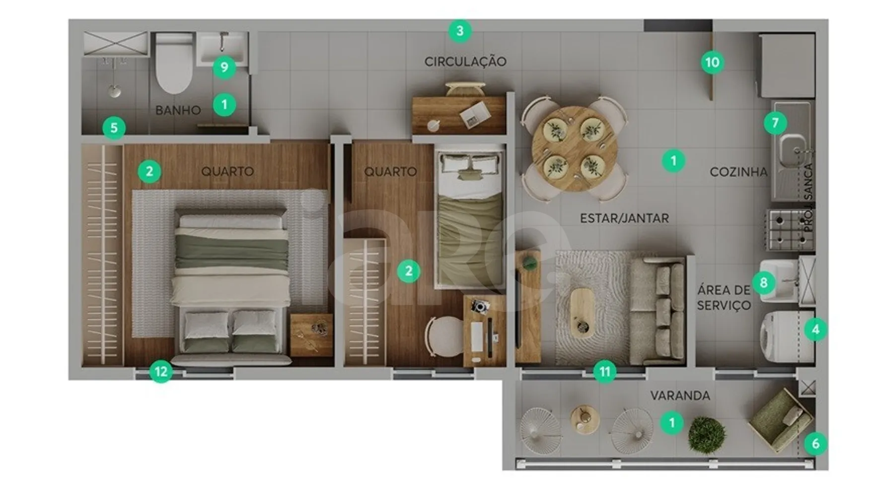 Planta — Apartamento 40,39 m²