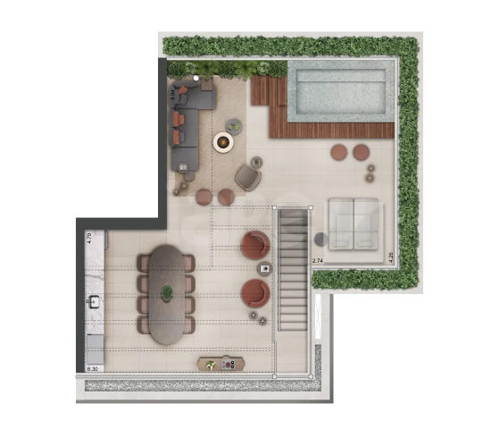 Planta — Cobertura Duplex 221,47 m²