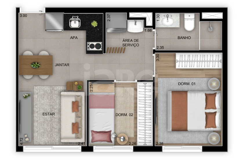Planta — Apartamento 38 m²
