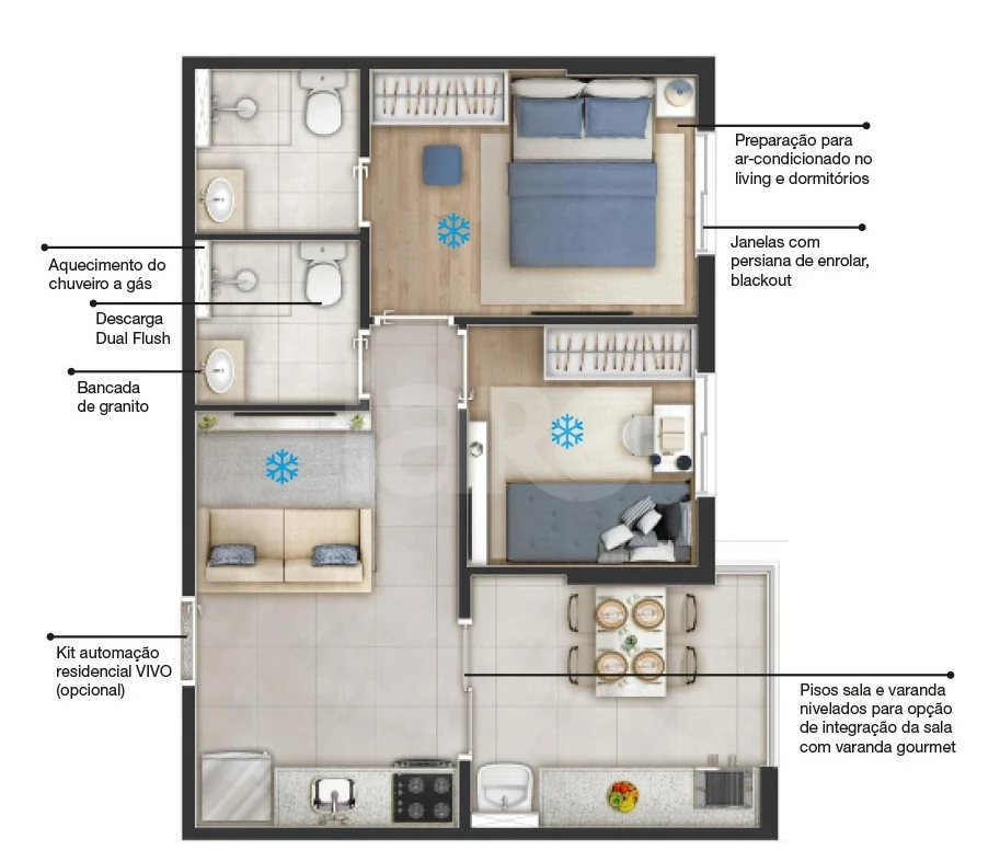 Planta — Apartamento 42,13 m²