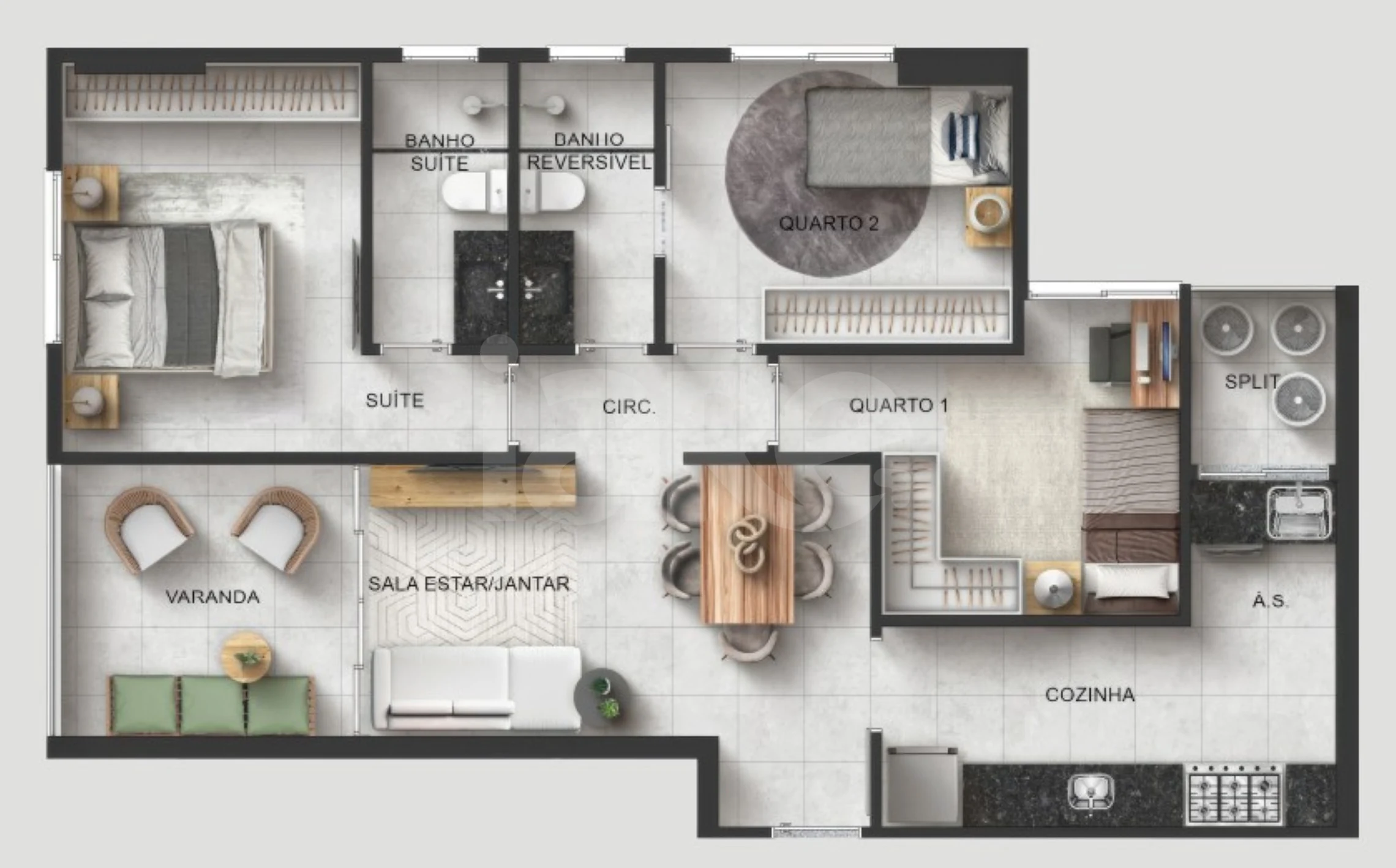 Planta — Apartamento 75,9 m²