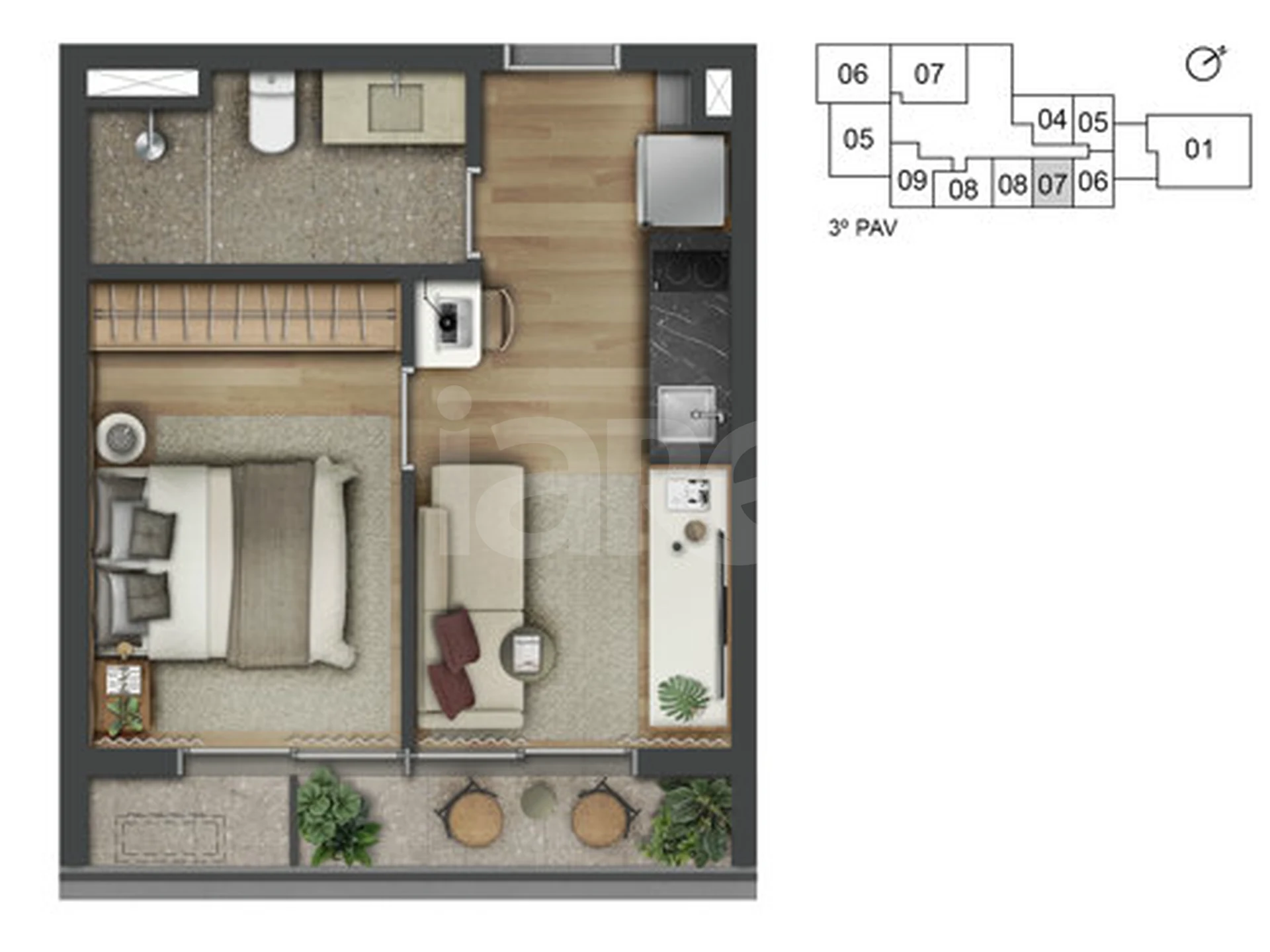 Planta — Garden 44,4 m²