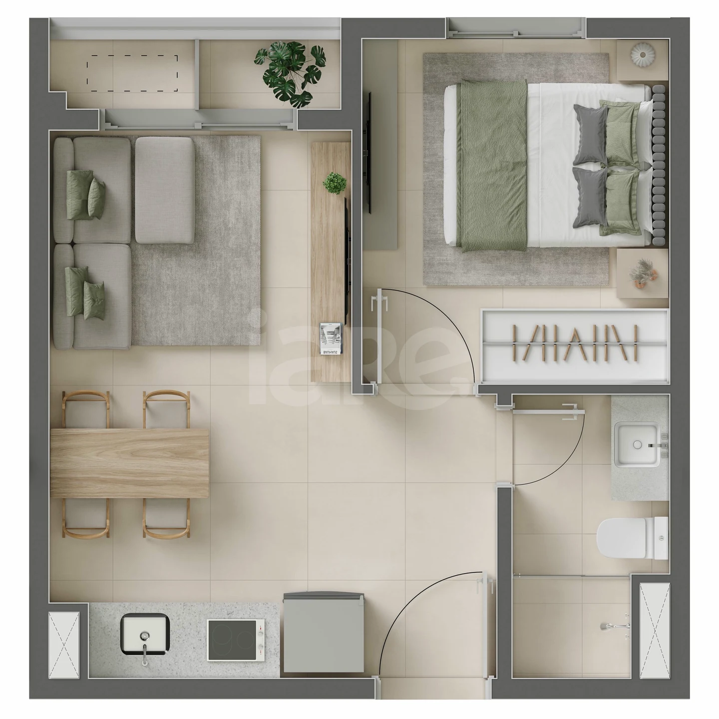 Planta — Apartamento 32,13 m²