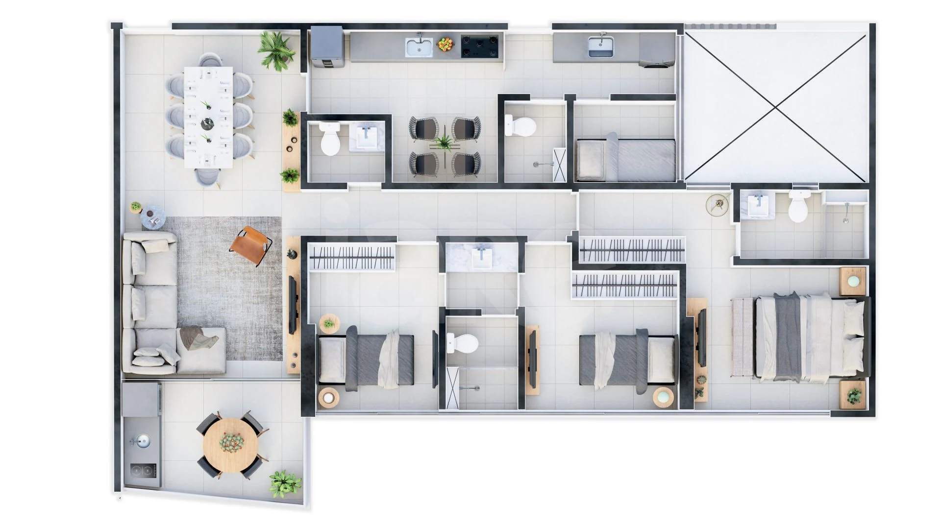Planta — Apartamento 107,1 m²