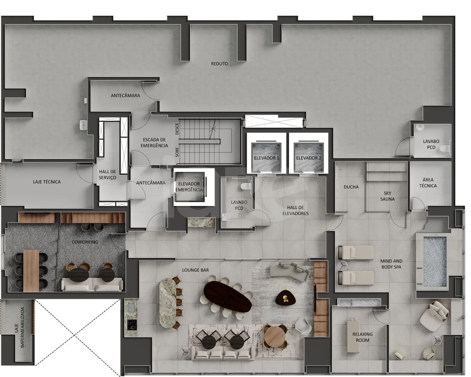 Planta — Pavimento lounge e spa