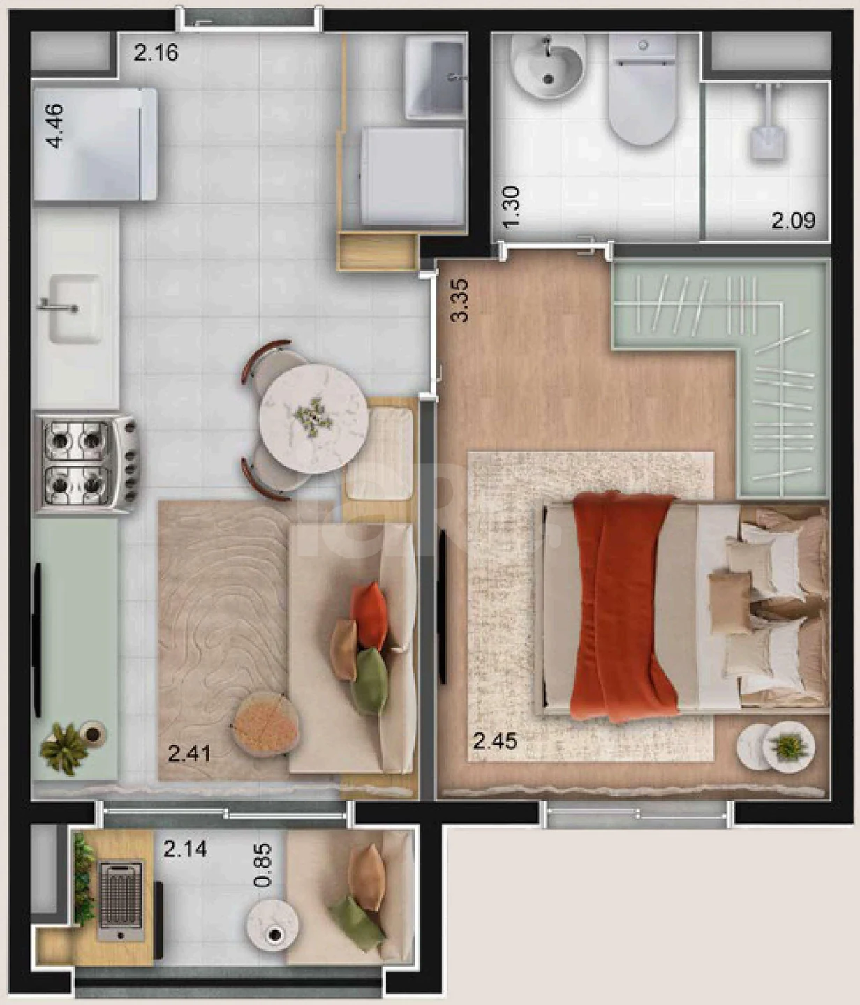 Planta — Apartamento 28,57 m²