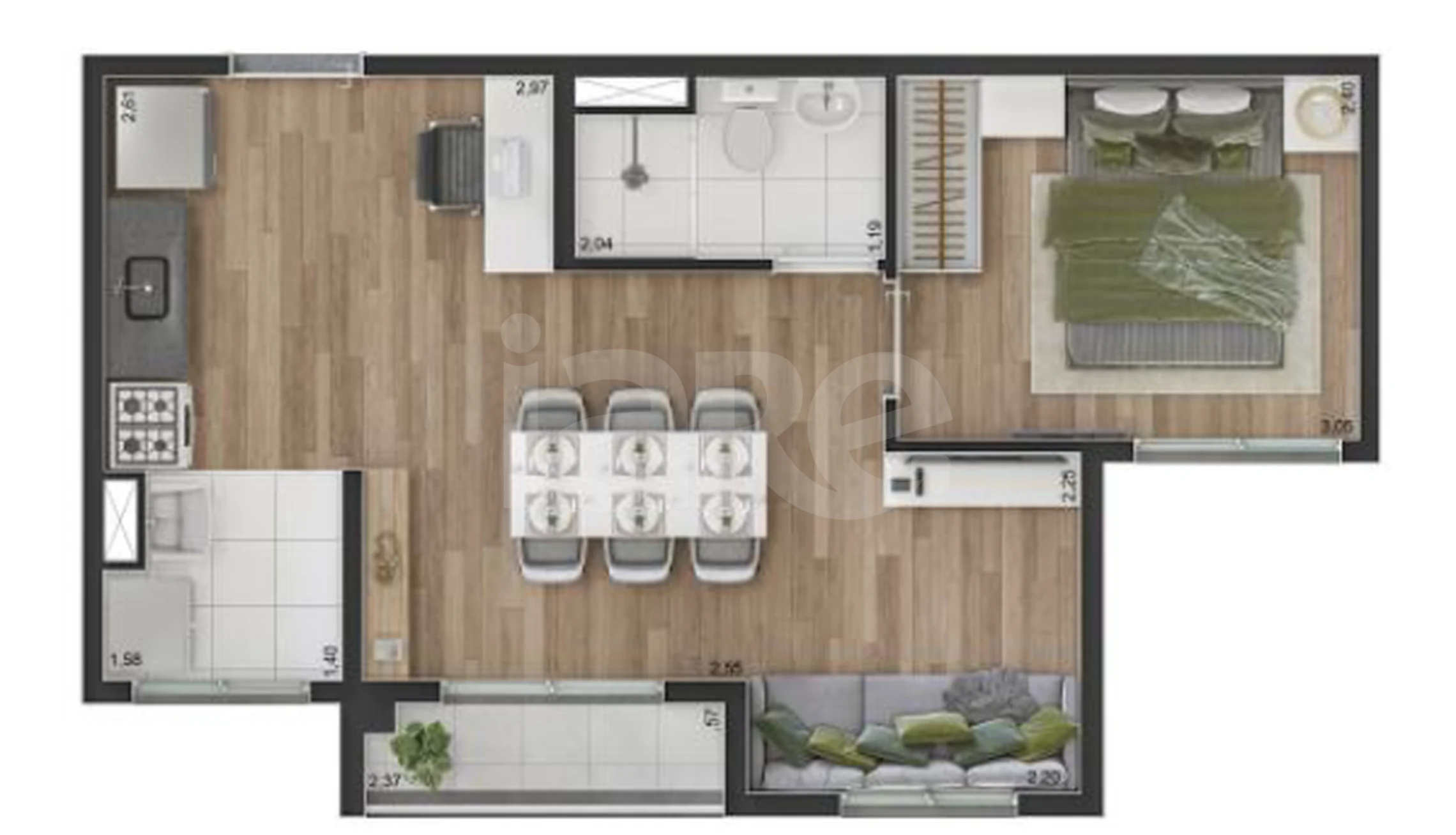 Planta — Apartamento 37,69 m²