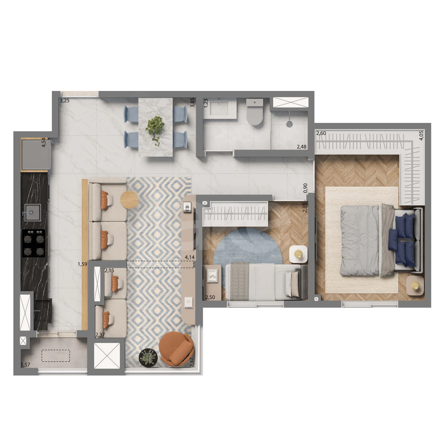 Planta — Apartamento 53,04 m²