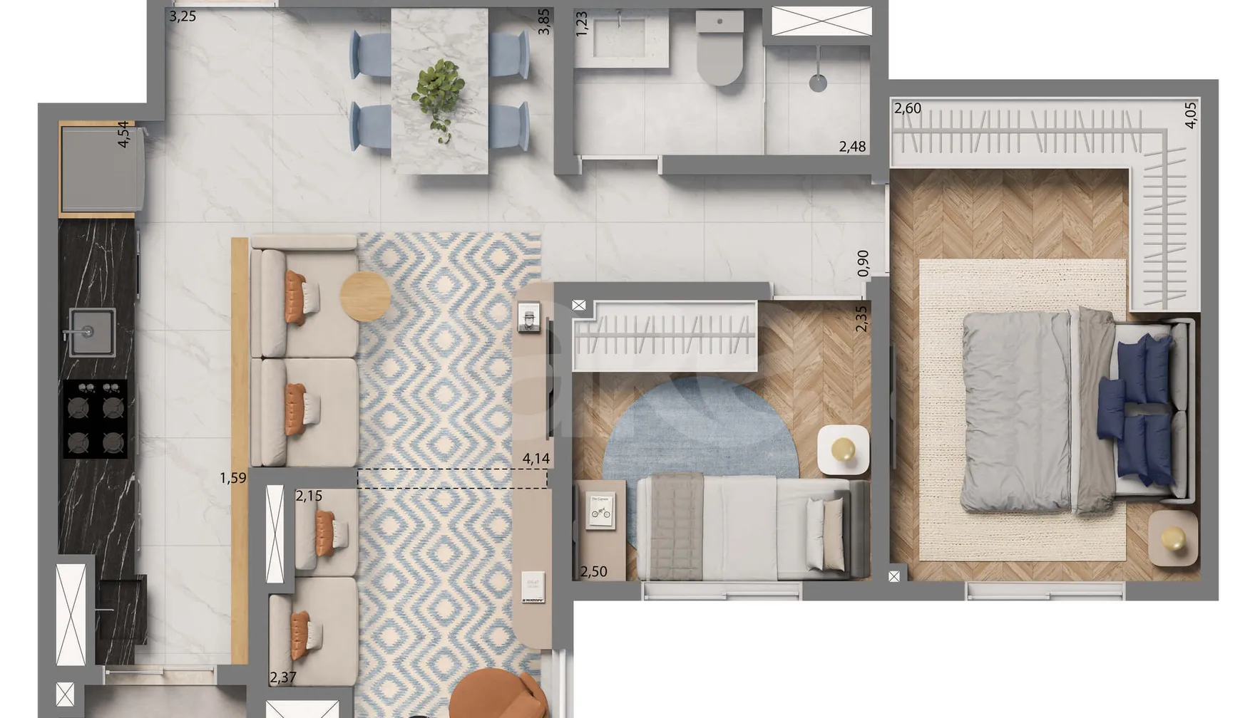Planta — Apartamento 53,04 m²