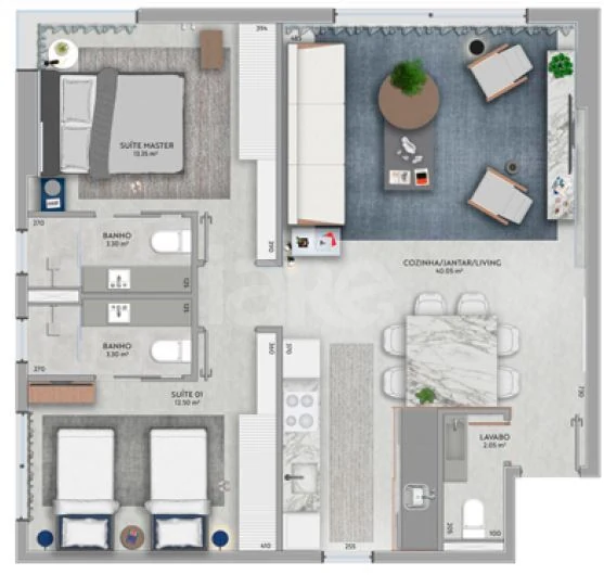 Planta — Apartamento 86,85 m²