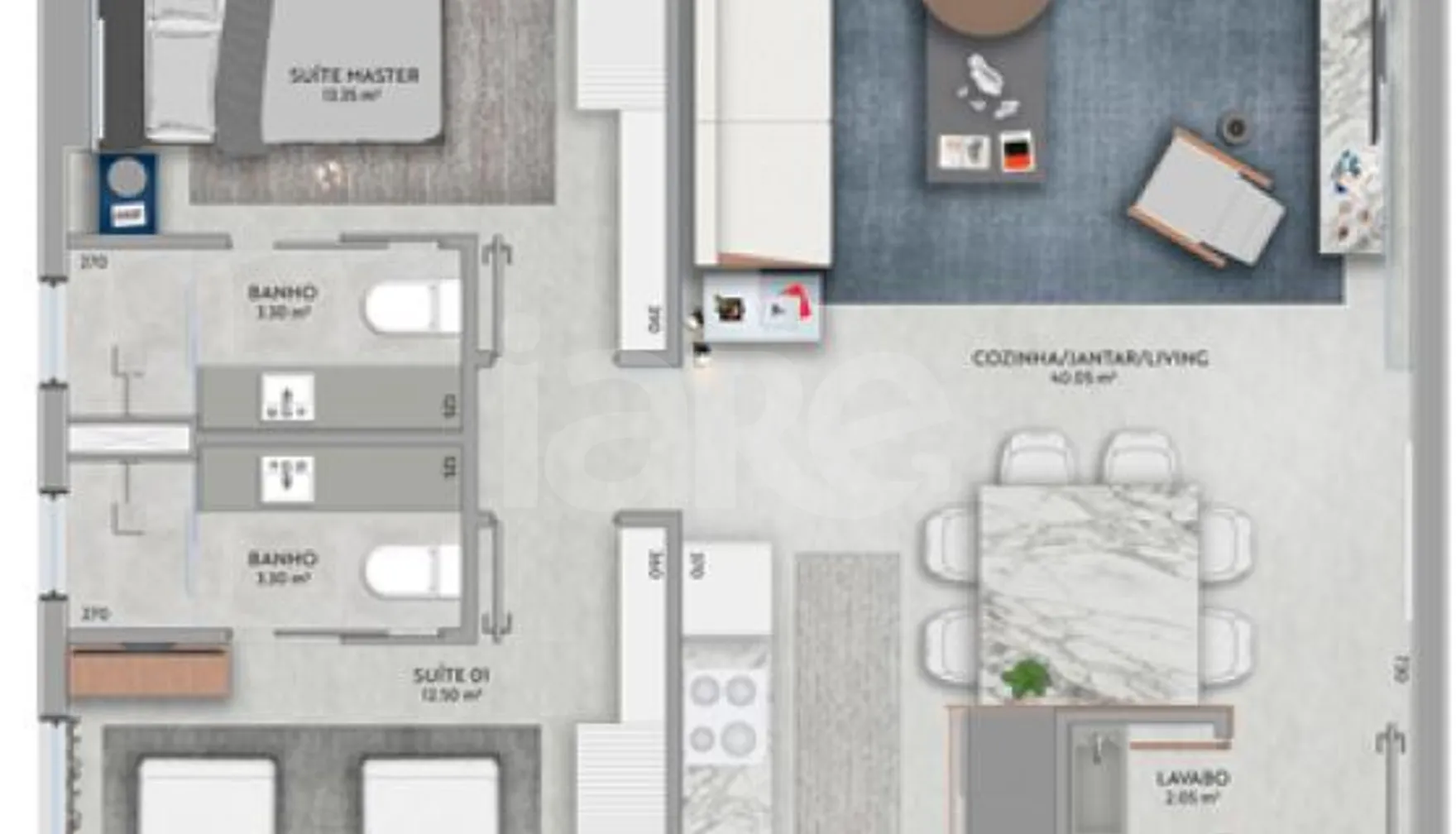 Planta — Apartamento 86,85 m²