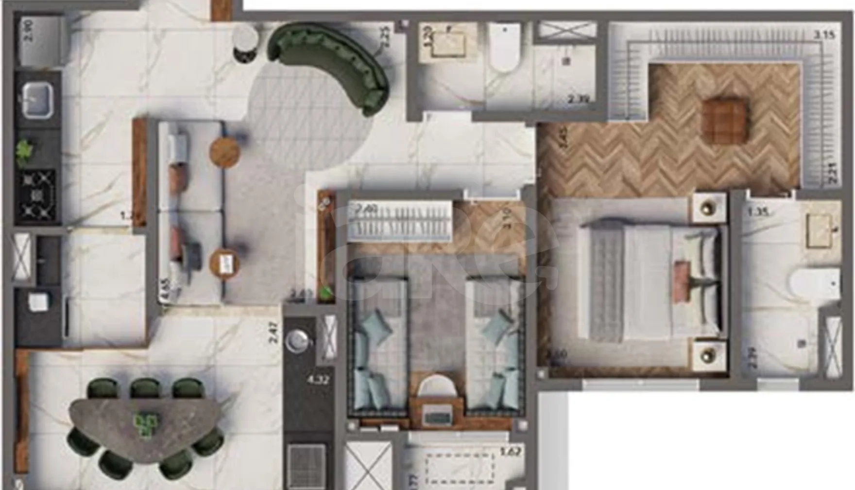 Planta — Apartamento 69,87 m²