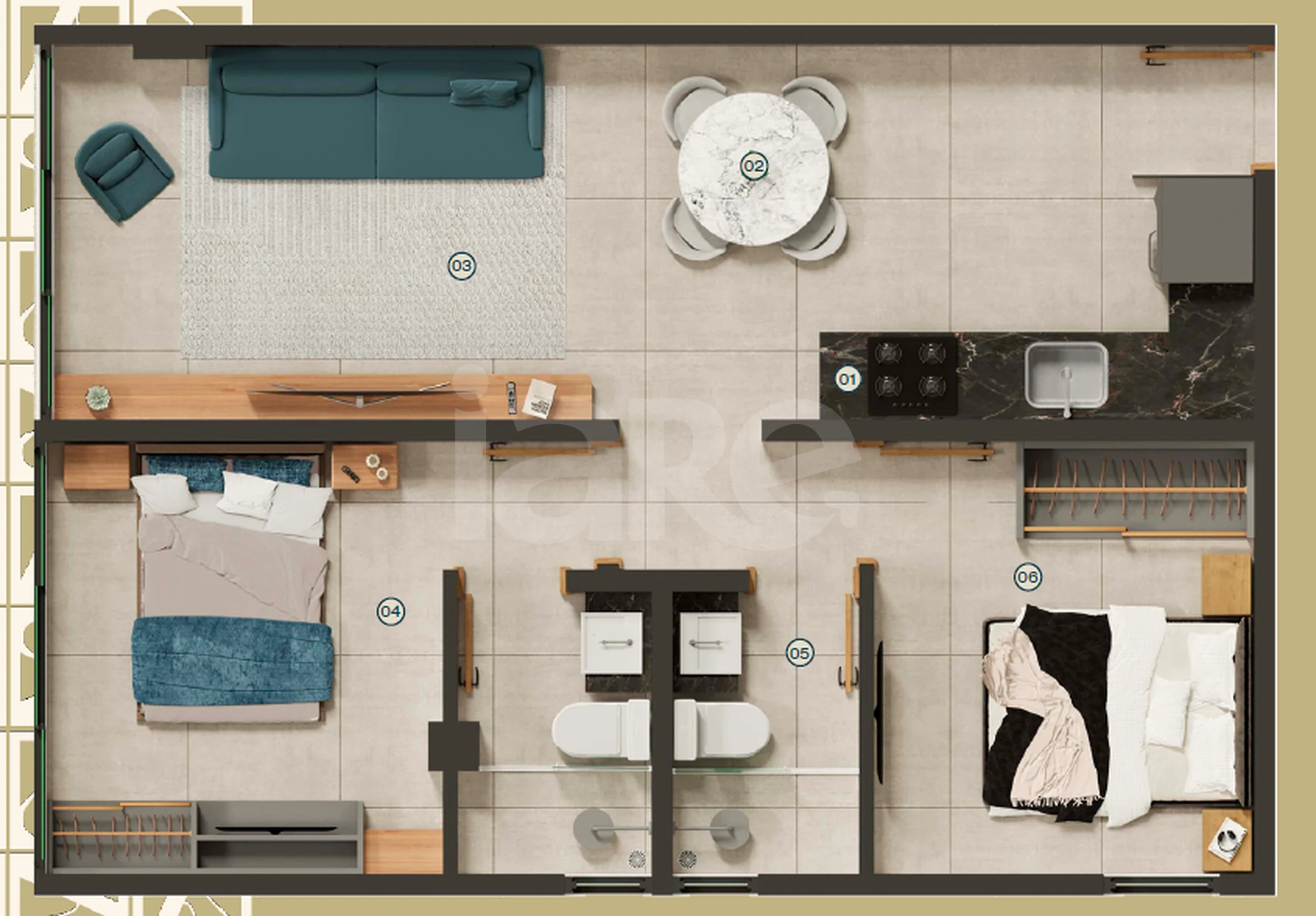 Planta — Apartamento 50,61 m²