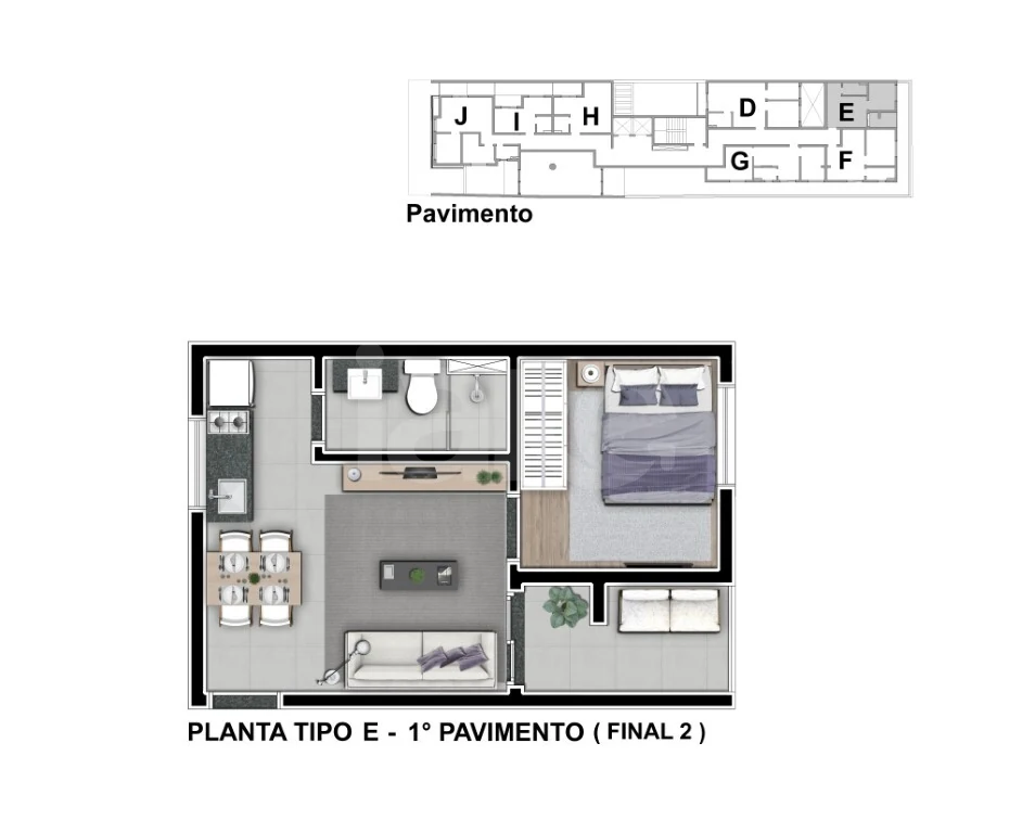 Planta — Apartamento 34,55 m²
