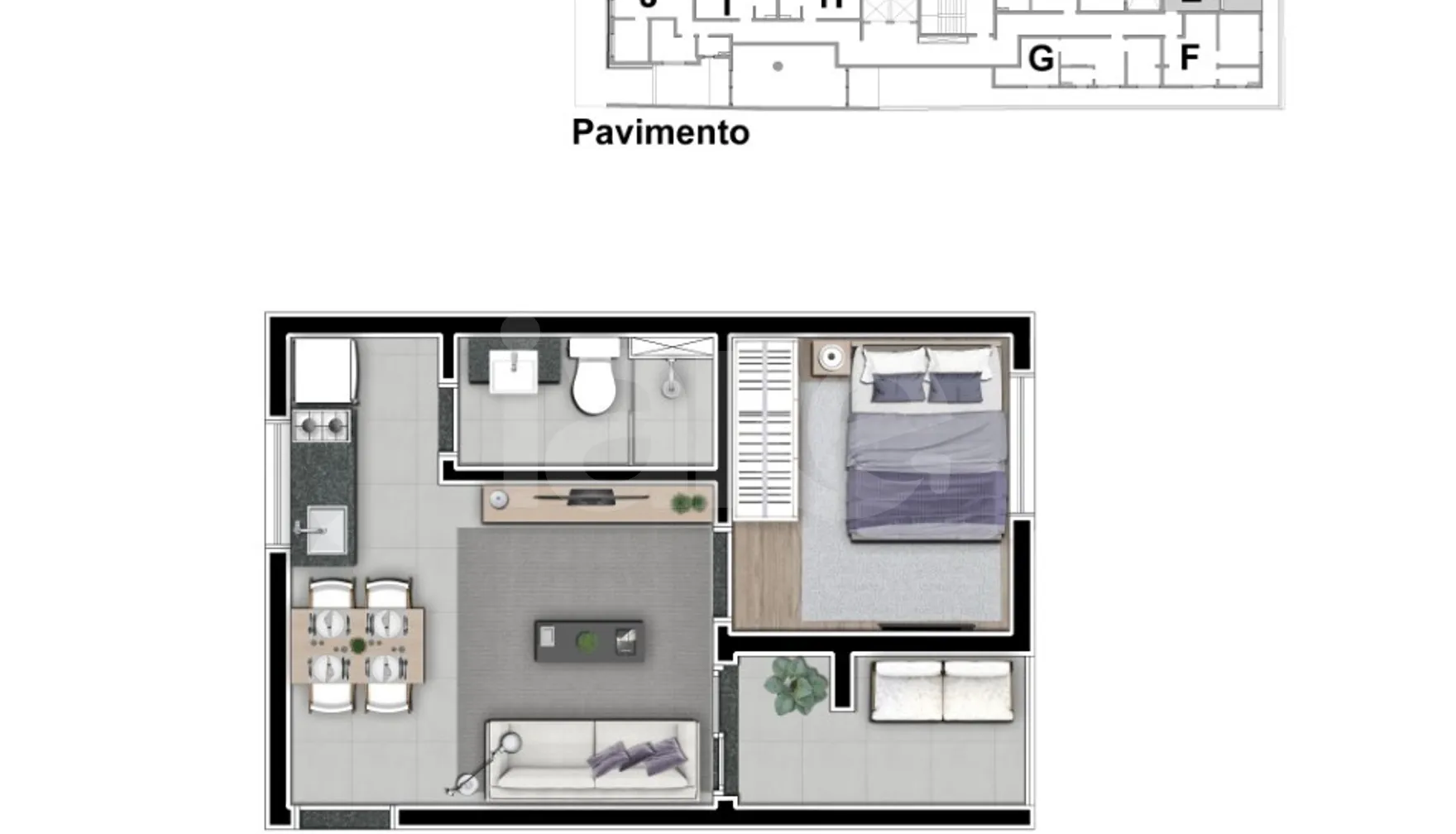 Planta — Apartamento 34,55 m²