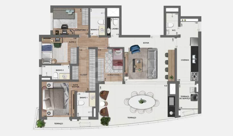 Planta — Apartamento 142,55 m²