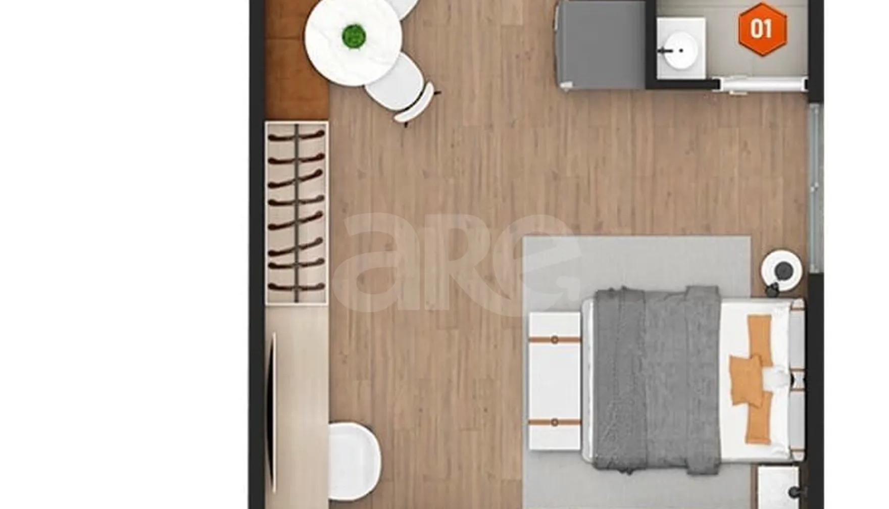 Planta — Studio 36,88 m²