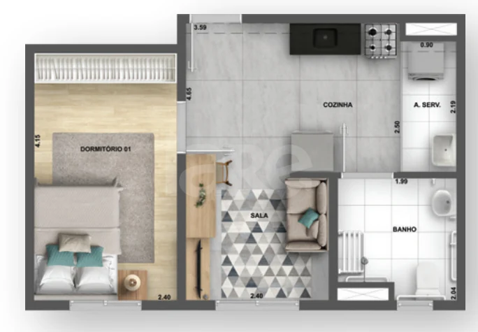 Planta — Apartamento 35 m²