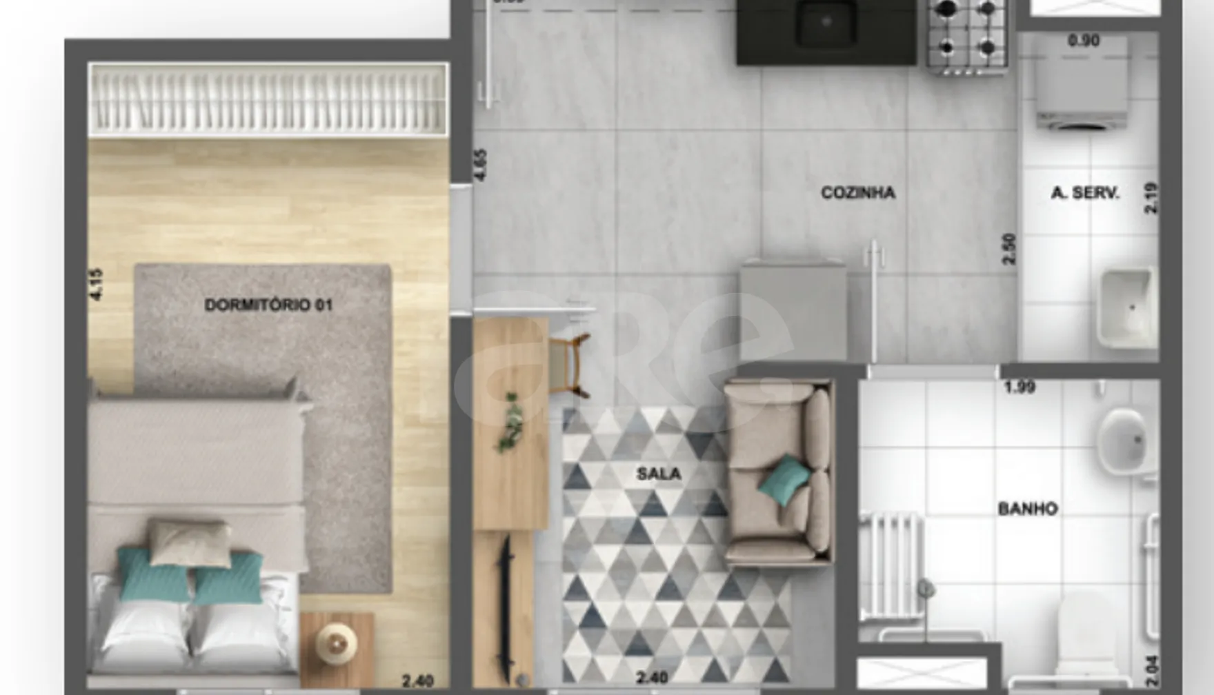 Planta — Apartamento 35 m²