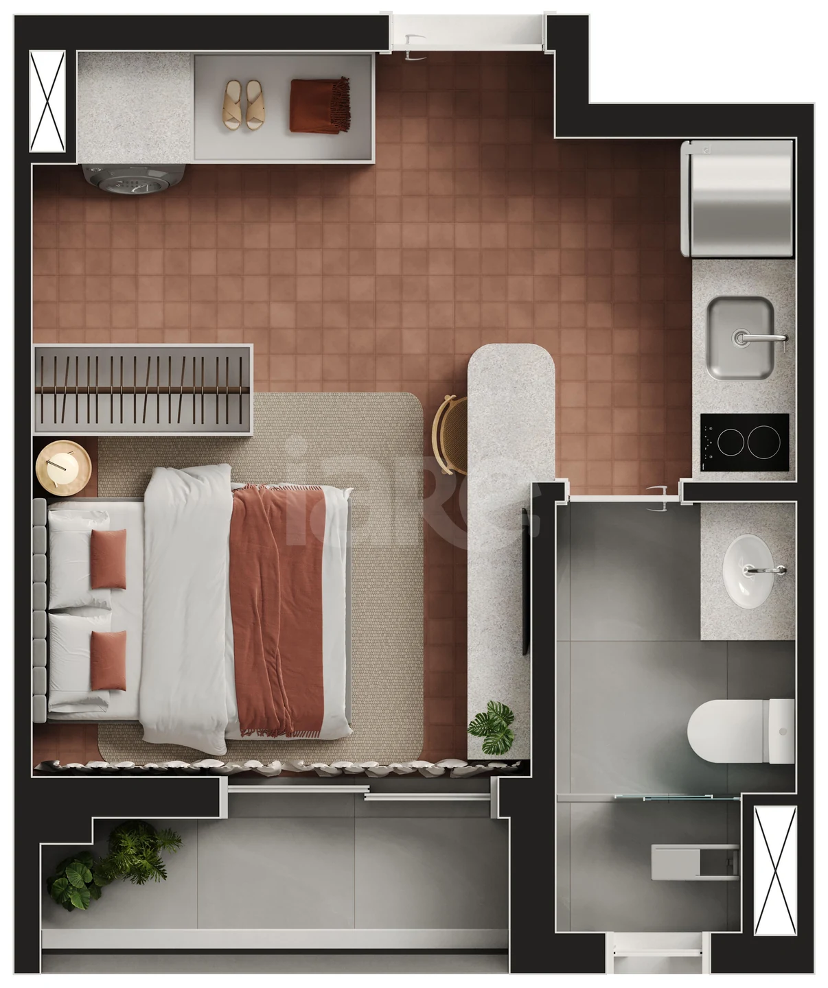 Planta — Studio 24,17 m²