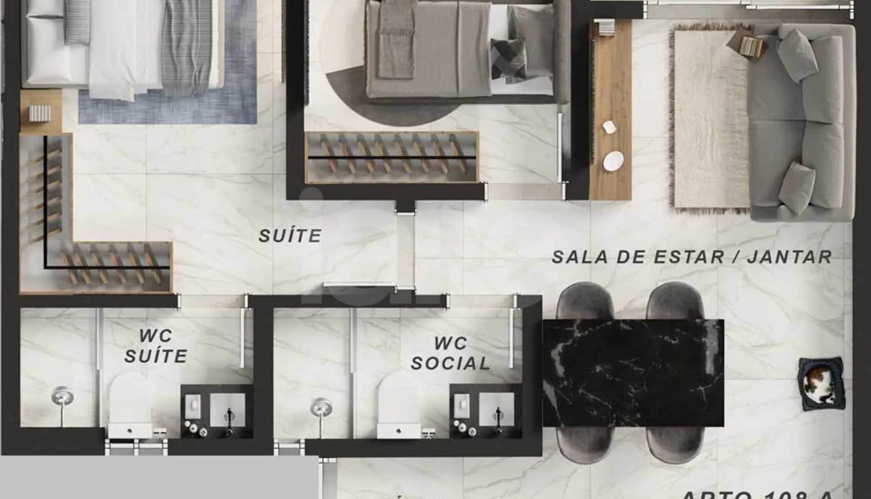 Planta — Apartamento 57,41 m²