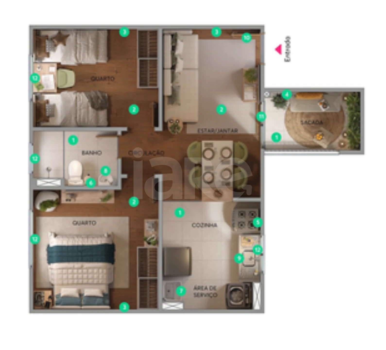 Planta — Apartamento 47,8 m²