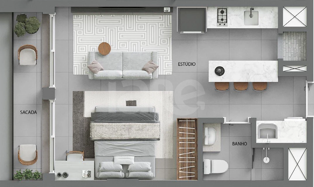 Planta — Studio 44,5 m²