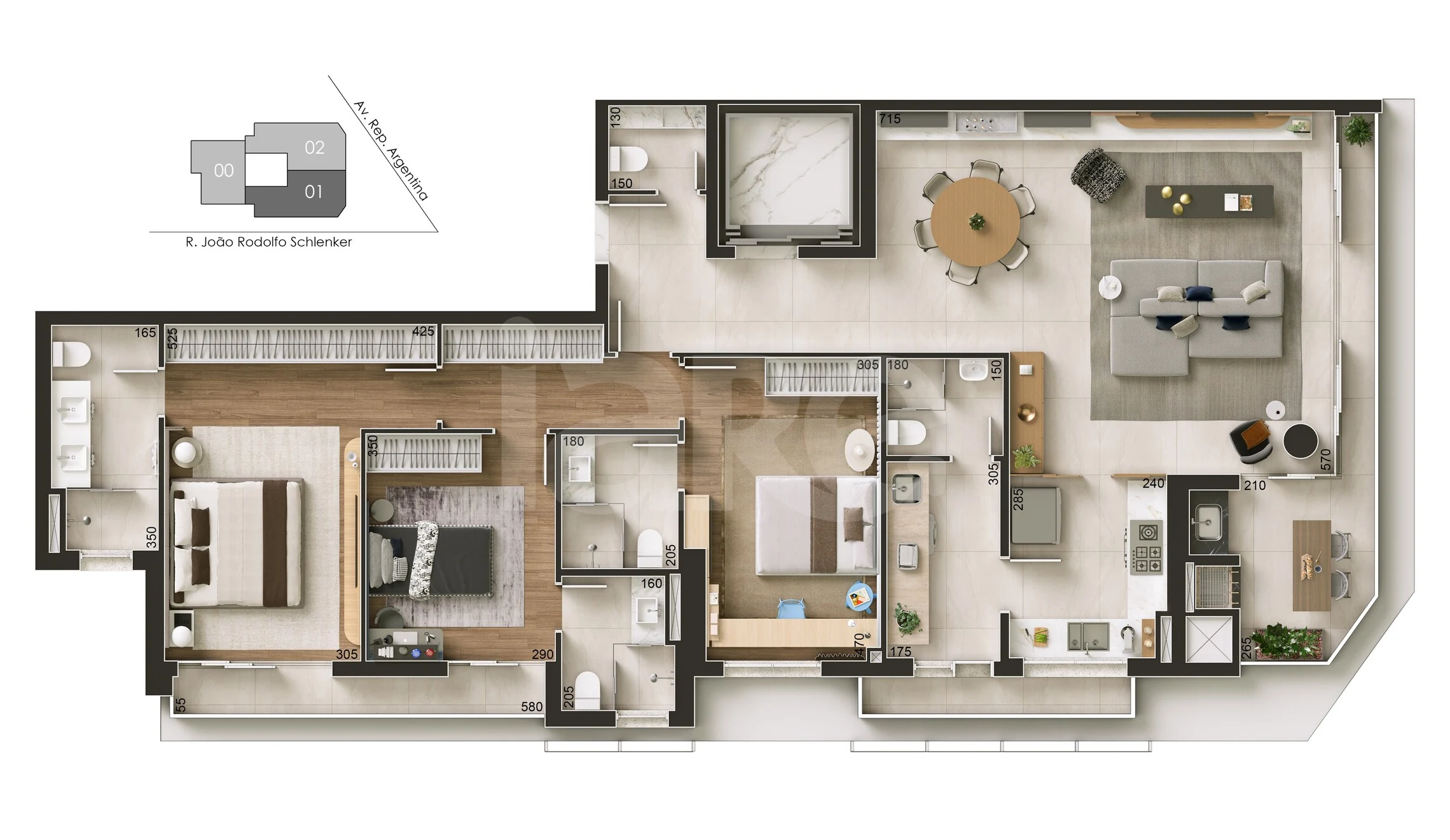 Planta — Apartamento 159 m²