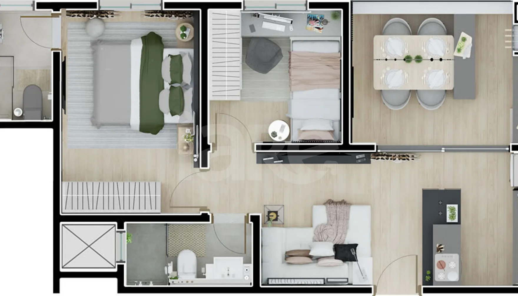 Planta — Apartamento 56,09 m²