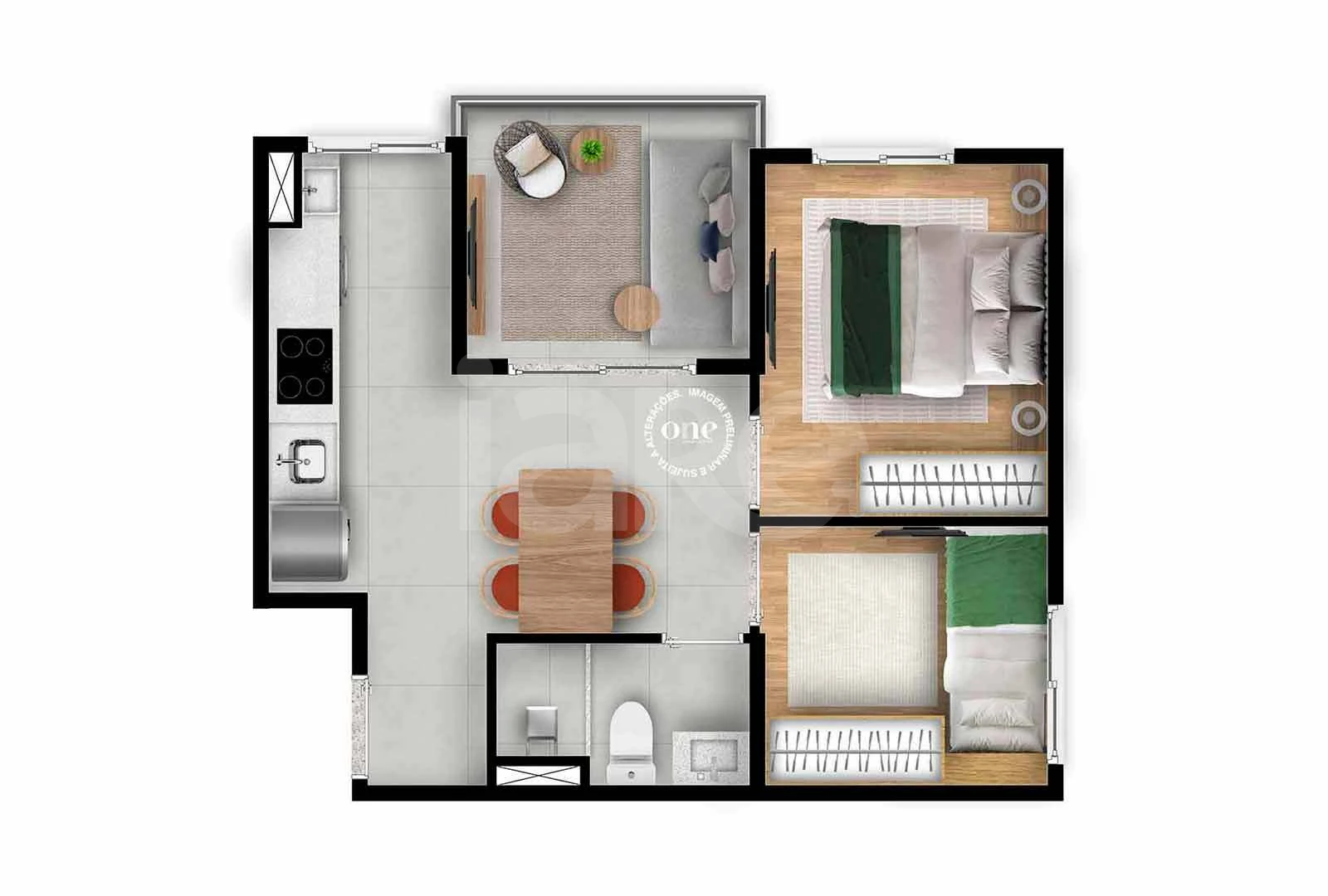 Planta — Apartamento 37,73 m²