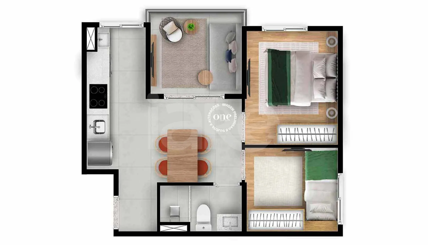 Planta — Apartamento 37,73 m²