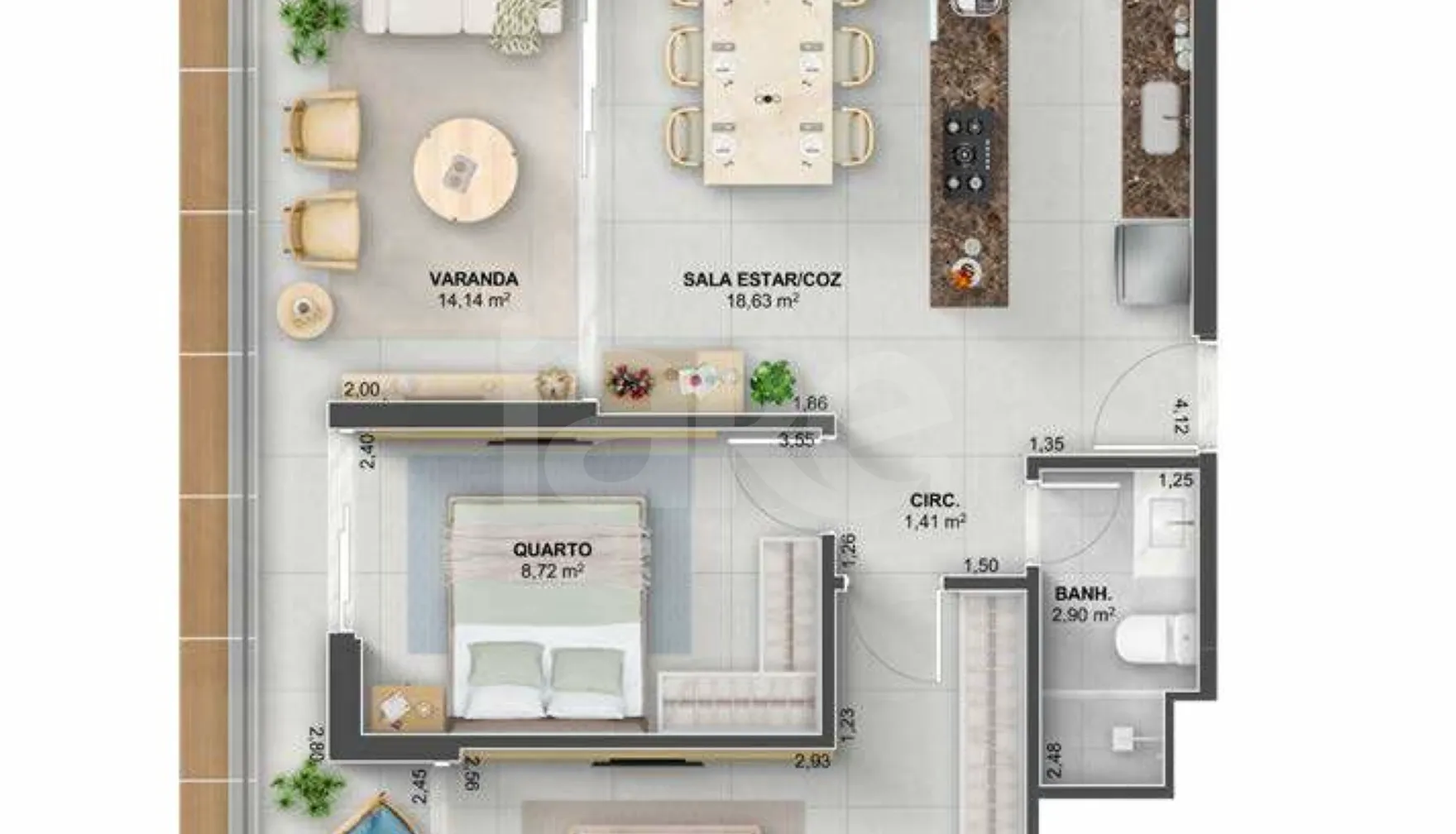 Planta — Apartamento 69,09 m²