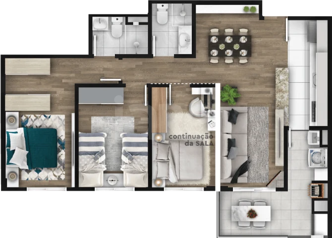 Planta — Apartamento 86,8 m²