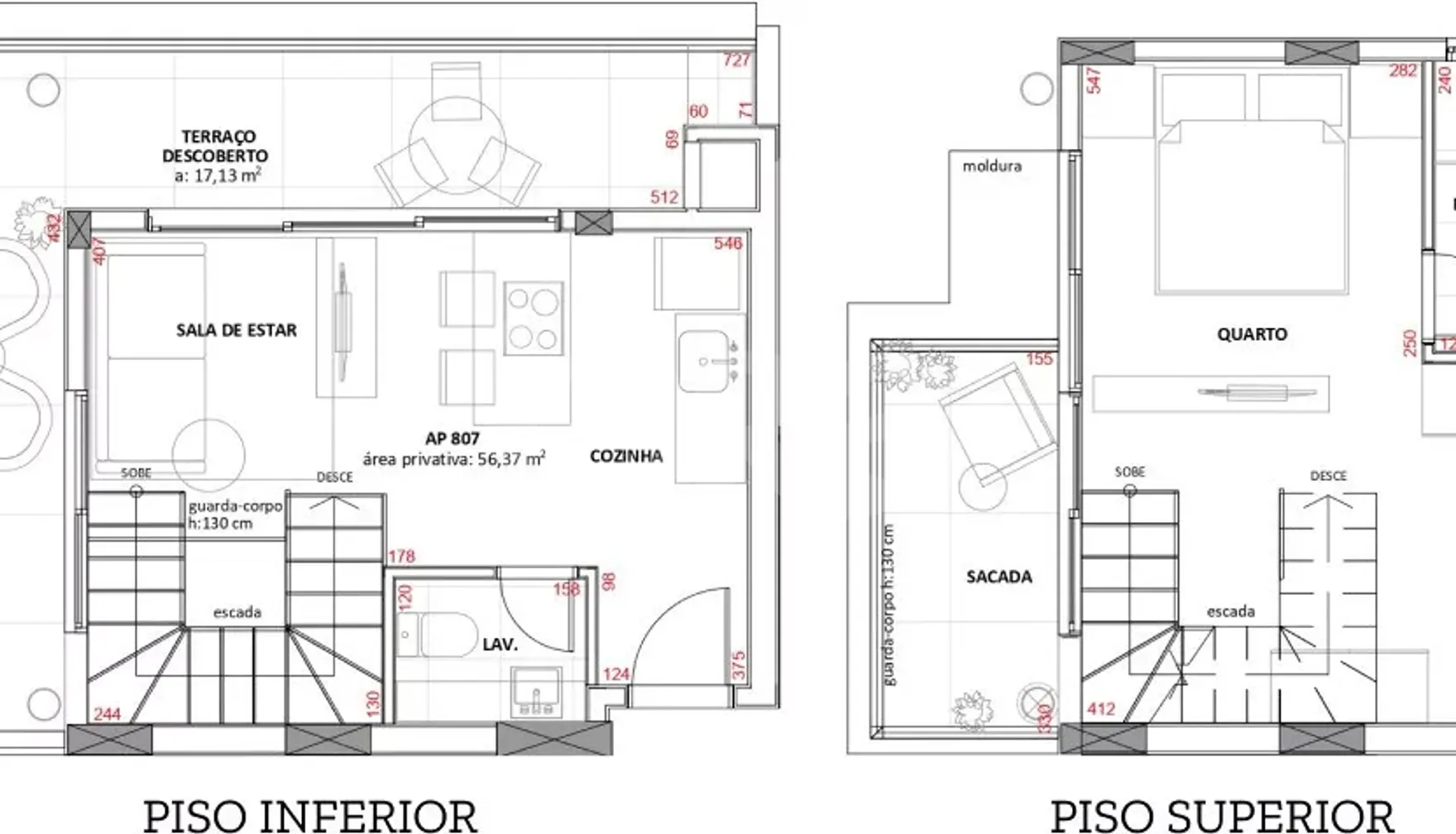 Planta — Cobertura Duplex 74,39 m²