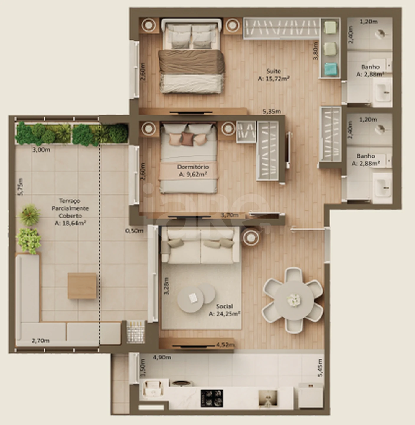 Planta — Garden 88,07 m²