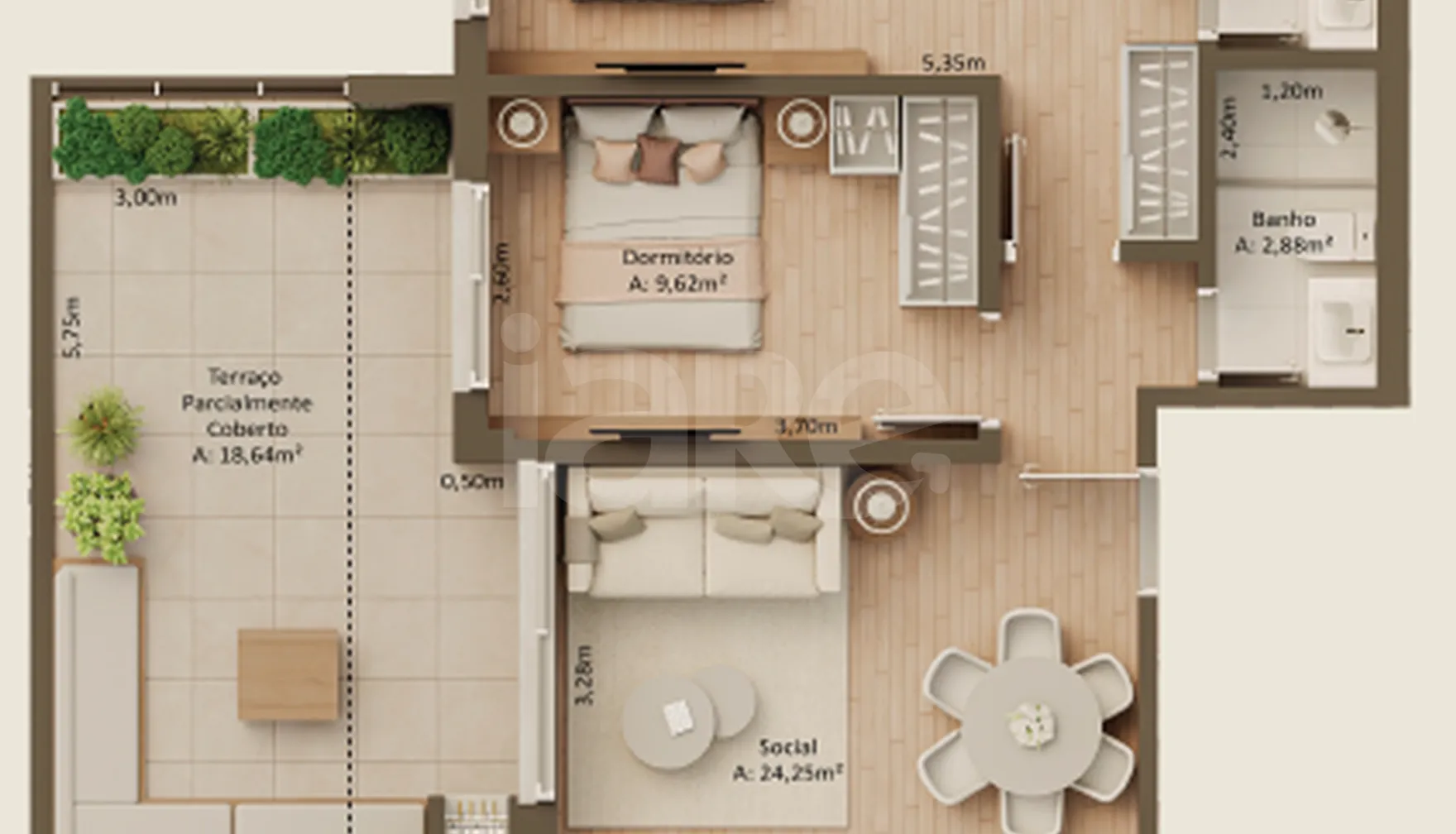 Planta — Garden 88,07 m²