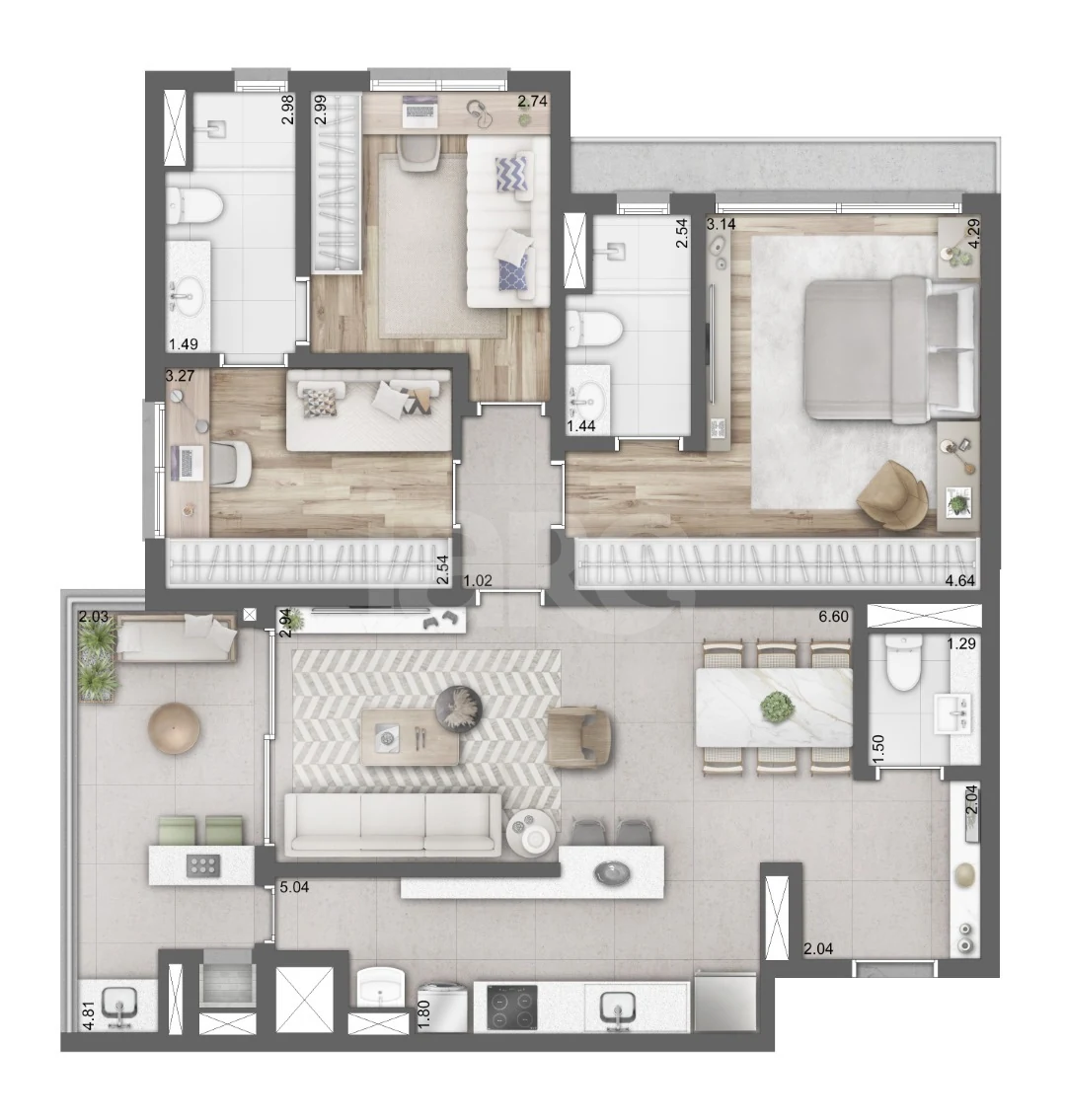 Planta — Apartamento 106,2 m²