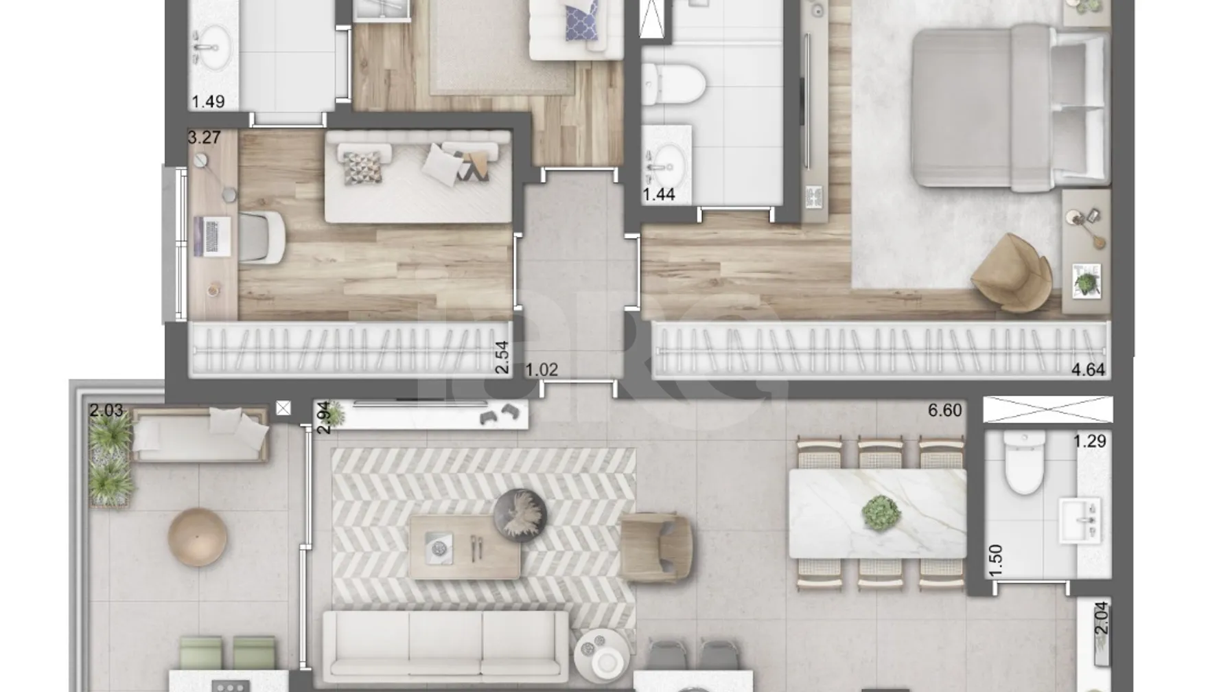 Planta — Apartamento 106,2 m²