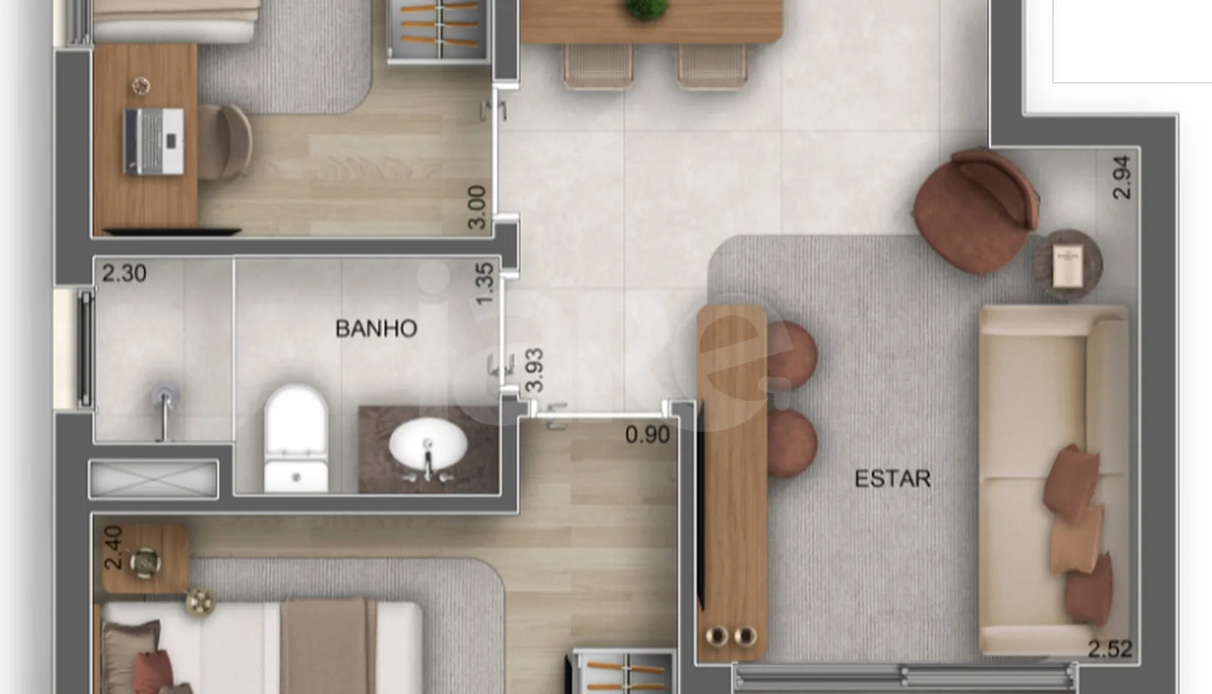Planta — Apartamento 44,03 m²