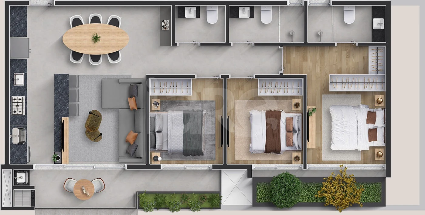 Planta — Apartamento 92,82 m²